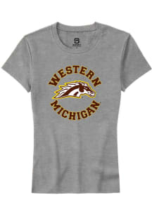 Summit Sportswear Western Michigan Broncos Womens Grey Circle Short Sleeve T-Shirt