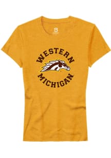Summit Sportswear Western Michigan Broncos Womens Gold Circle Short Sleeve T-Shirt