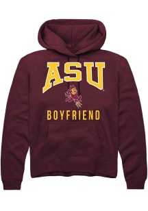 Summit Sportswear Arizona State Sun Devils Mens Maroon Boyfriend Long Sleeve Hoodie
