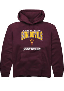 Summit Sportswear Arizona State Sun Devils Youth Maroon Womens Track and Field Long Sleeve Hoodie