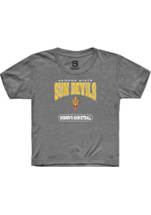 Summit Sportswear Arizona State Sun Devils Youth Charcoal Womens Basketball Short Sleeve T-Shirt