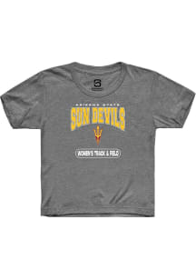 Summit Sportswear Arizona State Sun Devils Youth Charcoal Womens Track and Field Short Sleeve T-Sh..