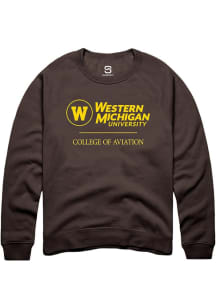 Summit Sportswear Western Michigan Broncos Mens Brown College of Aviation Logo Long Sleeve Crew Sw..