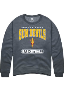 Summit Sportswear Arizona State Sun Devils Mens Charcoal Basketball Long Sleeve Crew Sweatshirt