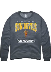 Summit Sportswear Arizona State Sun Devils Mens Charcoal Ice Hockey Long Sleeve Crew Sweatshirt