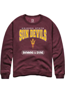 Summit Sportswear Arizona State Sun Devils Mens Maroon Swimming and Diving Long Sleeve Crew Sweats..