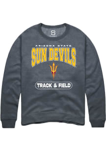 Summit Sportswear Arizona State Sun Devils Mens Charcoal Track and Field Long Sleeve Crew Sweatshi..