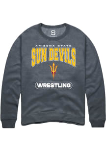 Summit Sportswear Arizona State Sun Devils Mens Charcoal Wrestling Long Sleeve Crew Sweatshirt