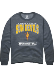 Summit Sportswear Arizona State Sun Devils Mens Charcoal Beach Volleyball Long Sleeve Crew Sweatsh..