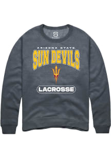 Summit Sportswear Arizona State Sun Devils Mens Charcoal Lacrosse Long Sleeve Crew Sweatshirt