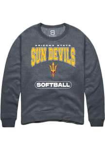Summit Sportswear Arizona State Sun Devils Mens Charcoal Softball Long Sleeve Crew Sweatshirt