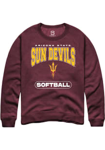 Summit Sportswear Arizona State Sun Devils Mens Maroon Softball Long Sleeve Crew Sweatshirt
