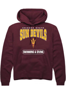 Summit Sportswear Arizona State Sun Devils Mens Maroon Swimming and Diving Long Sleeve Hoodie