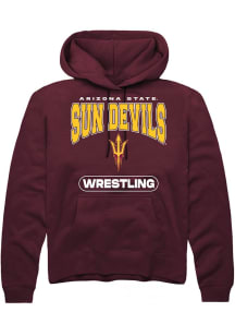 Summit Sportswear Arizona State Sun Devils Mens Maroon Wrestling Long Sleeve Hoodie