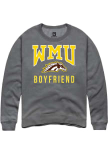 Summit Sportswear Western Michigan Broncos Mens Grey Boyfriend Long Sleeve Crew Sweatshirt