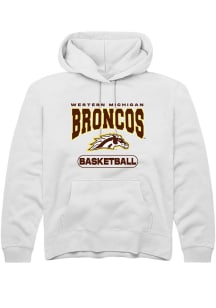 Summit Sportswear Western Michigan Broncos Youth White Mens Basketball Long Sleeve Hoodie