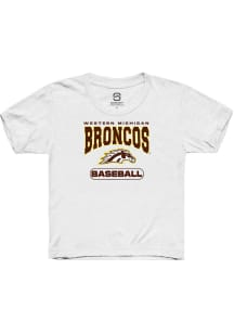 Summit Sportswear Western Michigan Broncos Youth White Baseball Short Sleeve T-Shirt