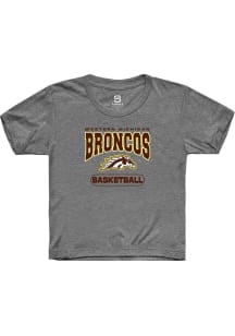 Summit Sportswear Western Michigan Broncos Youth Grey Mens Basketball Short Sleeve T-Shirt