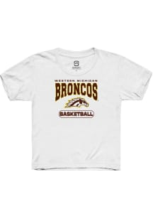 Summit Sportswear Western Michigan Broncos Youth White Mens Basketball Short Sleeve T-Shirt