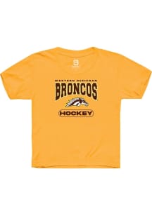 Summit Sportswear Western Michigan Broncos Youth Gold Hockey Short Sleeve T-Shirt