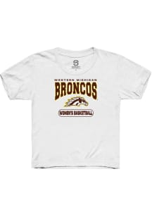 Summit Sportswear Western Michigan Broncos Youth White Womens Basketball Short Sleeve T-Shirt