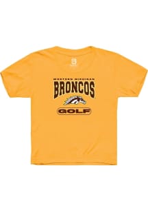 Summit Sportswear Western Michigan Broncos Youth Gold Golf Short Sleeve T-Shirt