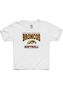 Summit Sportswear Western Michigan Broncos Youth White Softball Short Sleeve T-Shirt