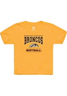 Summit Sportswear Western Michigan Broncos Youth Gold Softball Short Sleeve T-Shirt