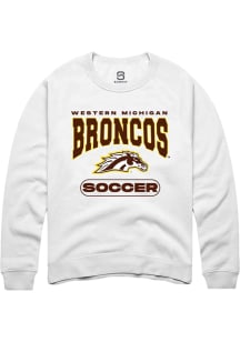 Summit Sportswear Western Michigan Broncos Mens White Soccer Long Sleeve Crew Sweatshirt