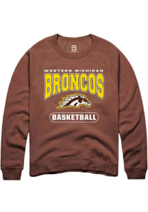 Summit Sportswear Western Michigan Broncos Mens Brown Basketball Long Sleeve Crew Sweatshirt