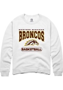 Summit Sportswear Western Michigan Broncos Mens White Basketball Long Sleeve Crew Sweatshirt