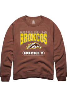 Summit Sportswear Western Michigan Broncos Mens Brown Hockey Long Sleeve Crew Sweatshirt