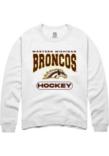Summit Sportswear Western Michigan Broncos Mens White Hockey Long Sleeve Crew Sweatshirt