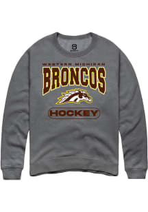 Summit Sportswear Western Michigan Broncos Mens Grey Hockey Long Sleeve Crew Sweatshirt