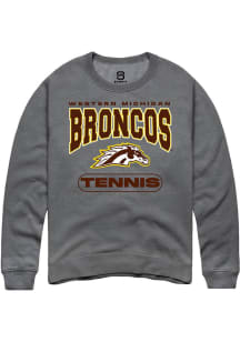 Summit Sportswear Western Michigan Broncos Mens Grey Tennis Long Sleeve Crew Sweatshirt