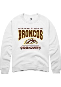 Summit Sportswear Western Michigan Broncos Mens White Cross Country Long Sleeve Crew Sweatshirt