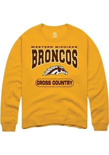 Summit Sportswear Western Michigan Broncos Mens Gold Cross Country Long Sleeve Crew Sweatshirt