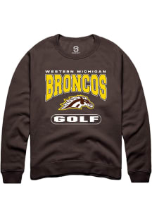 Summit Sportswear Western Michigan Broncos Mens Brown Golf Logo Long Sleeve Crew Sweatshirt
