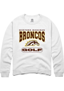 Summit Sportswear Western Michigan Broncos Mens White Golf Long Sleeve Crew Sweatshirt