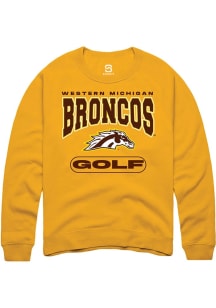 Summit Sportswear Western Michigan Broncos Mens Gold Golf Long Sleeve Crew Sweatshirt