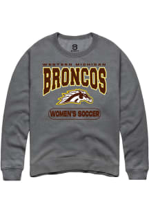 Summit Sportswear Western Michigan Broncos Mens Grey Womens Soccer Long Sleeve Crew Sweatshirt