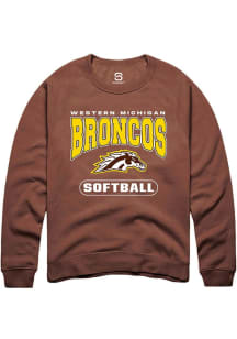 Summit Sportswear Western Michigan Broncos Mens Brown Softball Long Sleeve Crew Sweatshirt