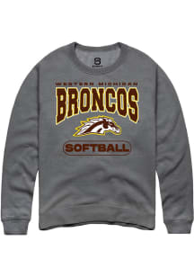 Summit Sportswear Western Michigan Broncos Mens Grey Softball Long Sleeve Crew Sweatshirt