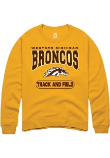 Summit Sportswear Western Michigan Broncos Mens Gold Track and Field Long Sleeve Crew Sweatshirt