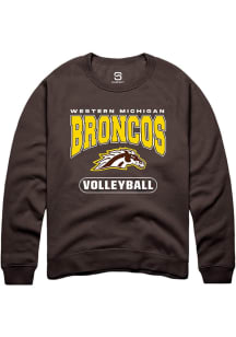 Summit Sportswear Western Michigan Broncos Mens Brown Volleyball Logo Long Sleeve Crew Sweatshirt