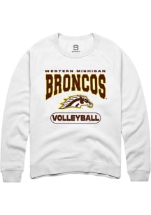 Summit Sportswear Western Michigan Broncos Mens White Volleyball Long Sleeve Crew Sweatshirt