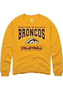 Summit Sportswear Western Michigan Broncos Mens Gold Volleyball Long Sleeve Crew Sweatshirt