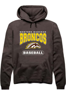 Summit Sportswear Western Michigan Broncos Mens Brown Baseball Logo Long Sleeve Hoodie