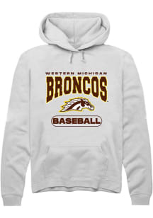 Summit Sportswear Western Michigan Broncos Mens White Baseball Long Sleeve Hoodie