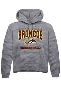 Summit Sportswear Western Michigan Broncos Mens Grey Basketball Long Sleeve Hoodie